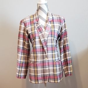 NEWPORT NEWS PLAID RETRO BLAZER JACKET